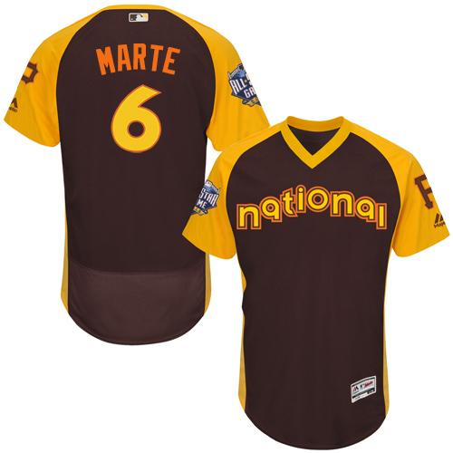 Pirates #6 Starling Marte Brown Flexbase Authentic Collection 2016 All-Star National League Stitched MLB Jersey